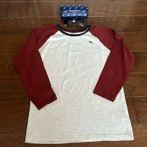 Boys Tommy Bahama Baseball Long Sleeve Youth XL 14 with FREE logo sunglasses